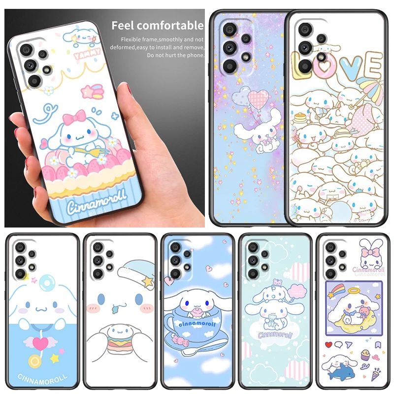 

Sanrio Cinnamoroll Anime Phone Case For Samsung A73 A72 A71 A53 A52 A51 A42 A33 A32 A23 A22 A21S A13 A04 A03 5G Black FUnda