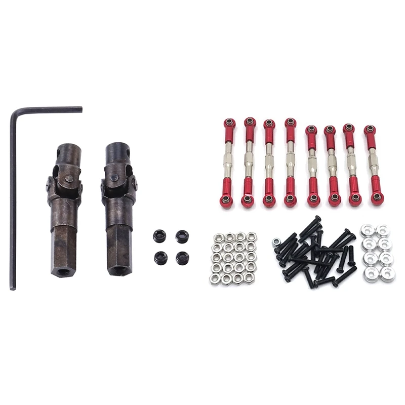 

2 комплекта детали для автомобиля RC: 1 набор металлических тяговых стержней, набор звеньев руля и 1 набор металлических универсальных привод...