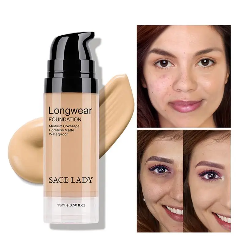 

Waterproof Liquid Foundation Modify Skin Tone Face Brighten Face Base Foundation Natural Lasting Foundation 5 Colors 15ml