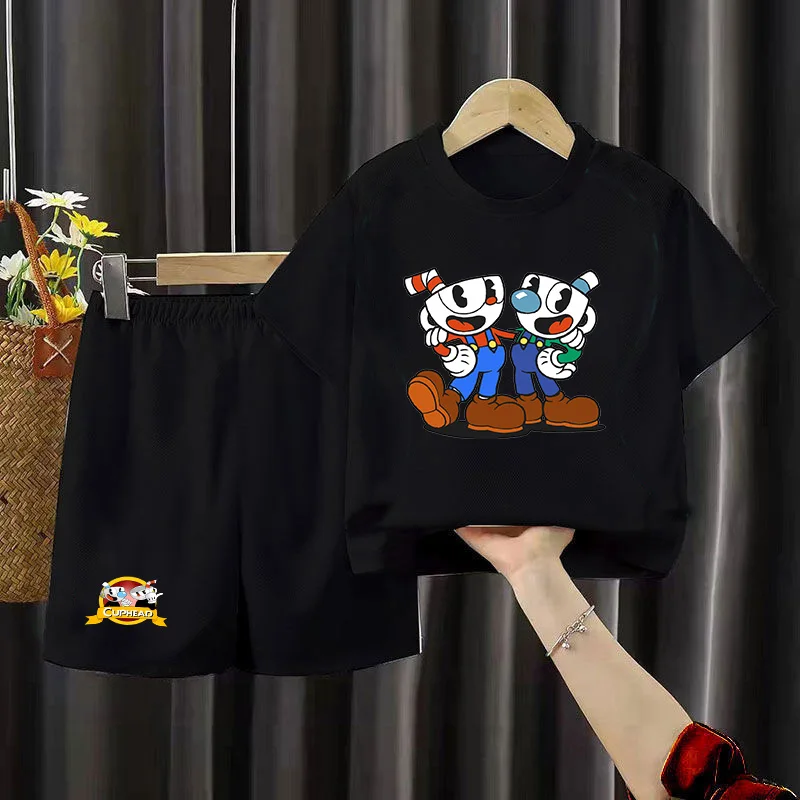 

Summer Set T-Shirts Game Cuphead Mugman 3D Printed Kids T Shirt Fashion Casual Cartoons T-shirt Boys Girls Children's Clothes