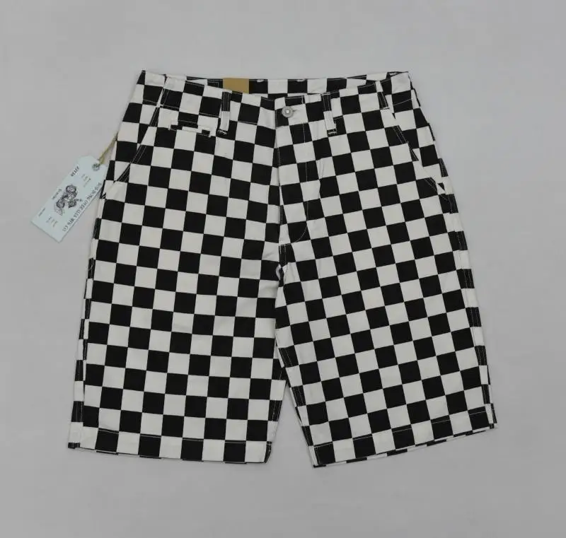 

Мужские черно-белые клетчатые спортивные шорты в стиле ретро