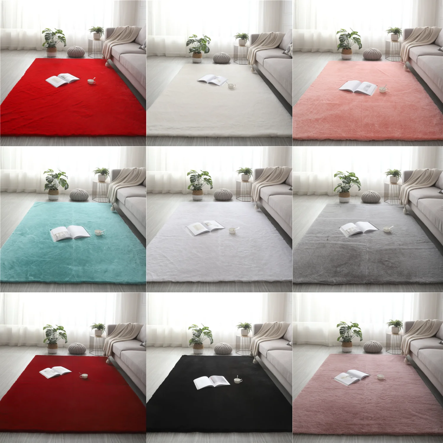 Ультрамягкий коврик из искусственного кроличьего меха моющийся в машине для