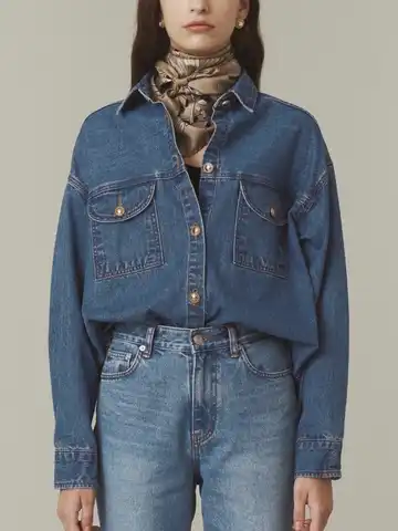 Новинка 2022, джинсовая рубашка ранней весны, Женские куртки в стиле ретро, топы