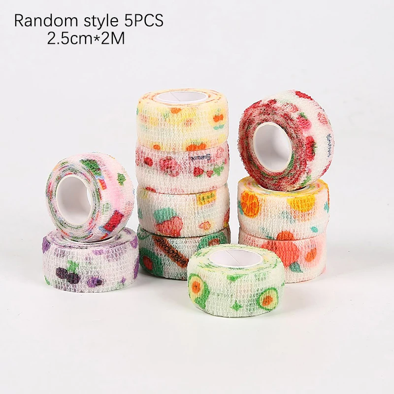 

5Pcs High Comfort Finger Guard Bandage Writing Printed Medical Self-Adhesive Bandage Sports Tape Elastic Pet Tattoo Bandage