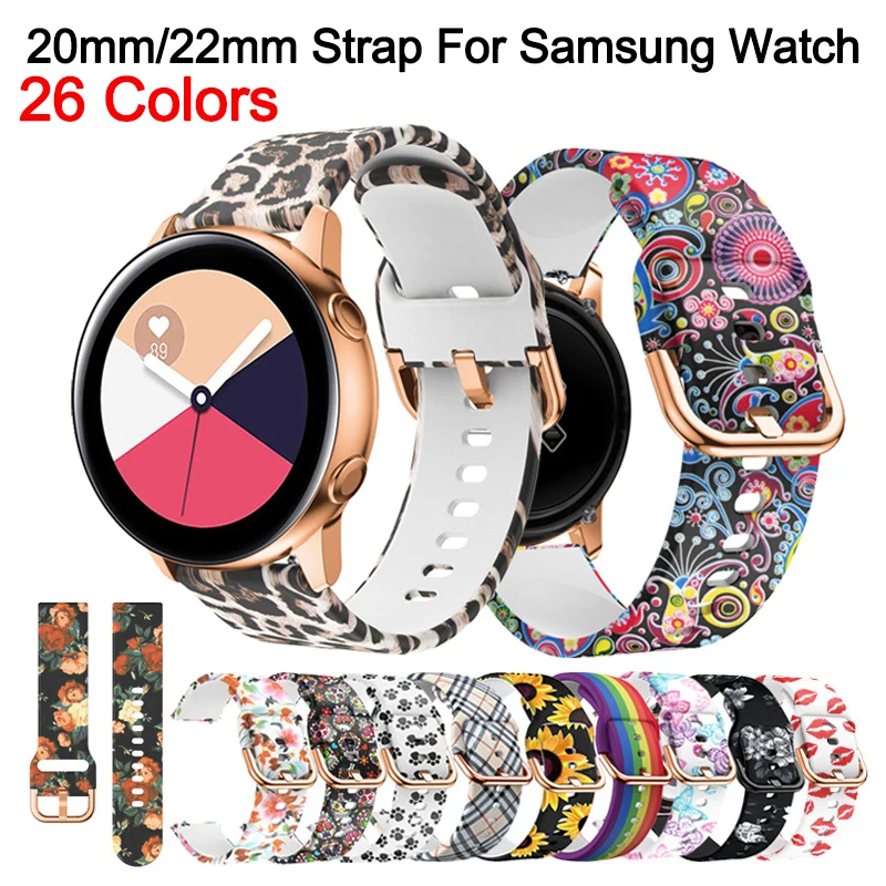 Ремешок силиконовый для Samsung Galaxy Watch 3 41 мм 45 Gear S2 S3 браслет с принтом Active 2 1 20 22 |