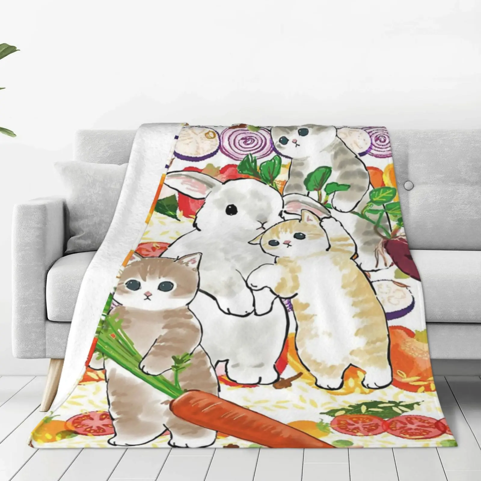 

Soft Flannel Autumn Throw Blanket for Couch Retro Sunset Cat Blankets Outdoor Bedding Comfortable