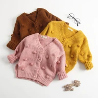 autumn and winter new baby girl knitted cardigan jacket baby 3 6 9 month sweater top handmade bubble ball childrens clothing