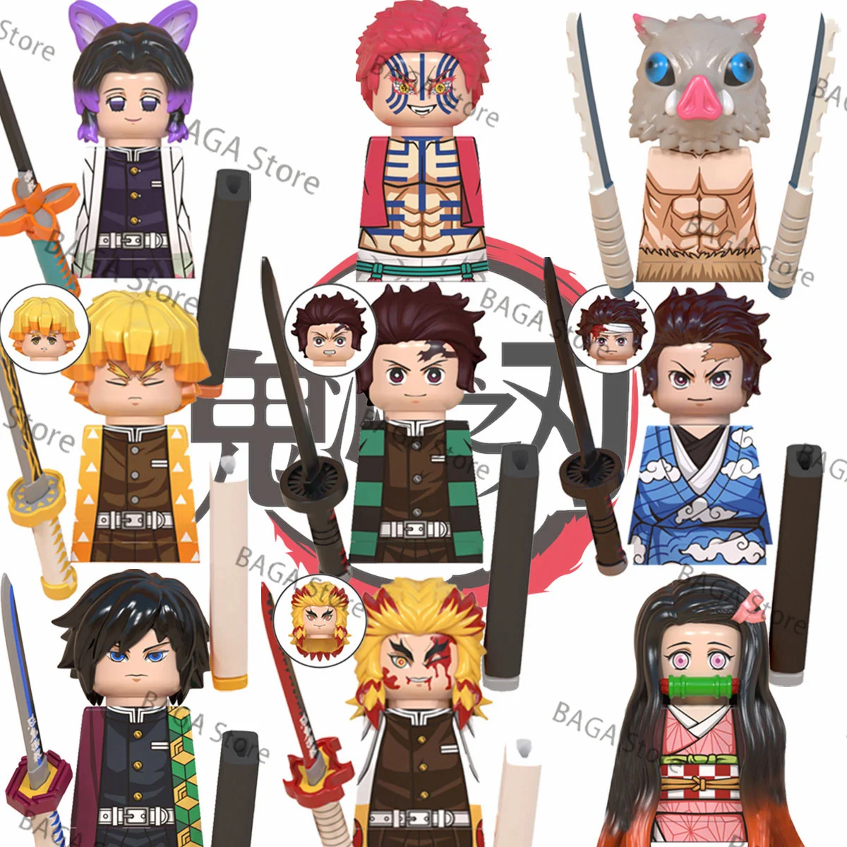 

Demon Slayer WM6116 Building Blocks Mini Dolls Action Figure Tanjirou Nezuko Giyuu Kyoujurou Assembling Toys kids birthday gifts