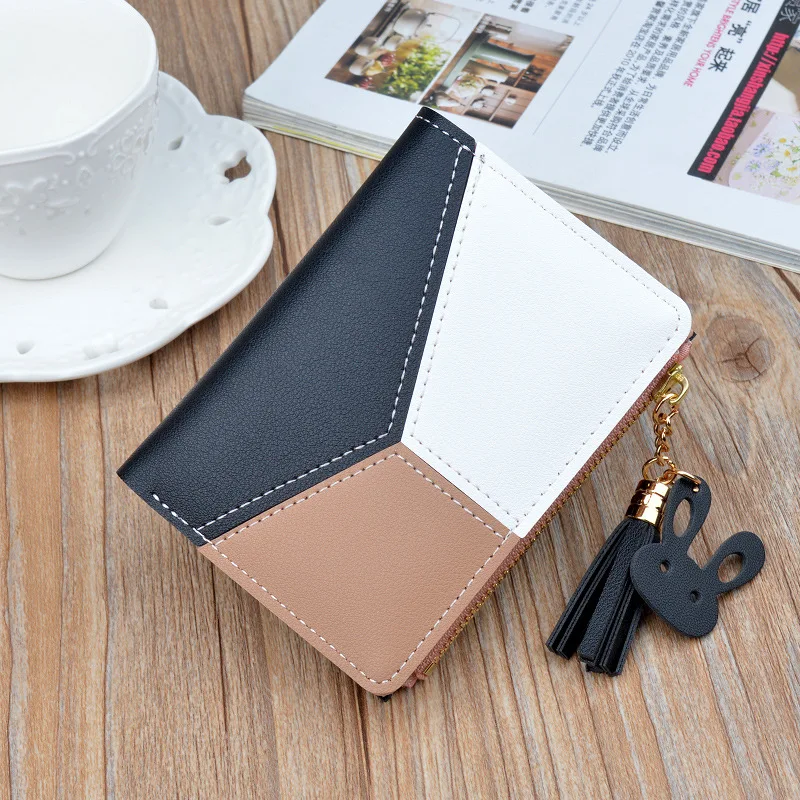 

MONNET CAUTHY New Arrival Short Wallet Color Black PU Multi card Slot Coin Purse