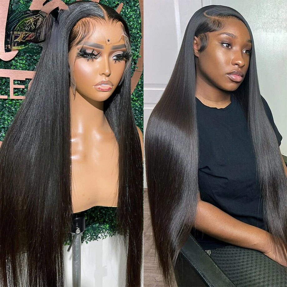 

32 дюйма HD кружевной передний парик предварительно выщипанные прямые волосы 13x6 HD прозрачные кружевные передние человеческие волосы парик б...