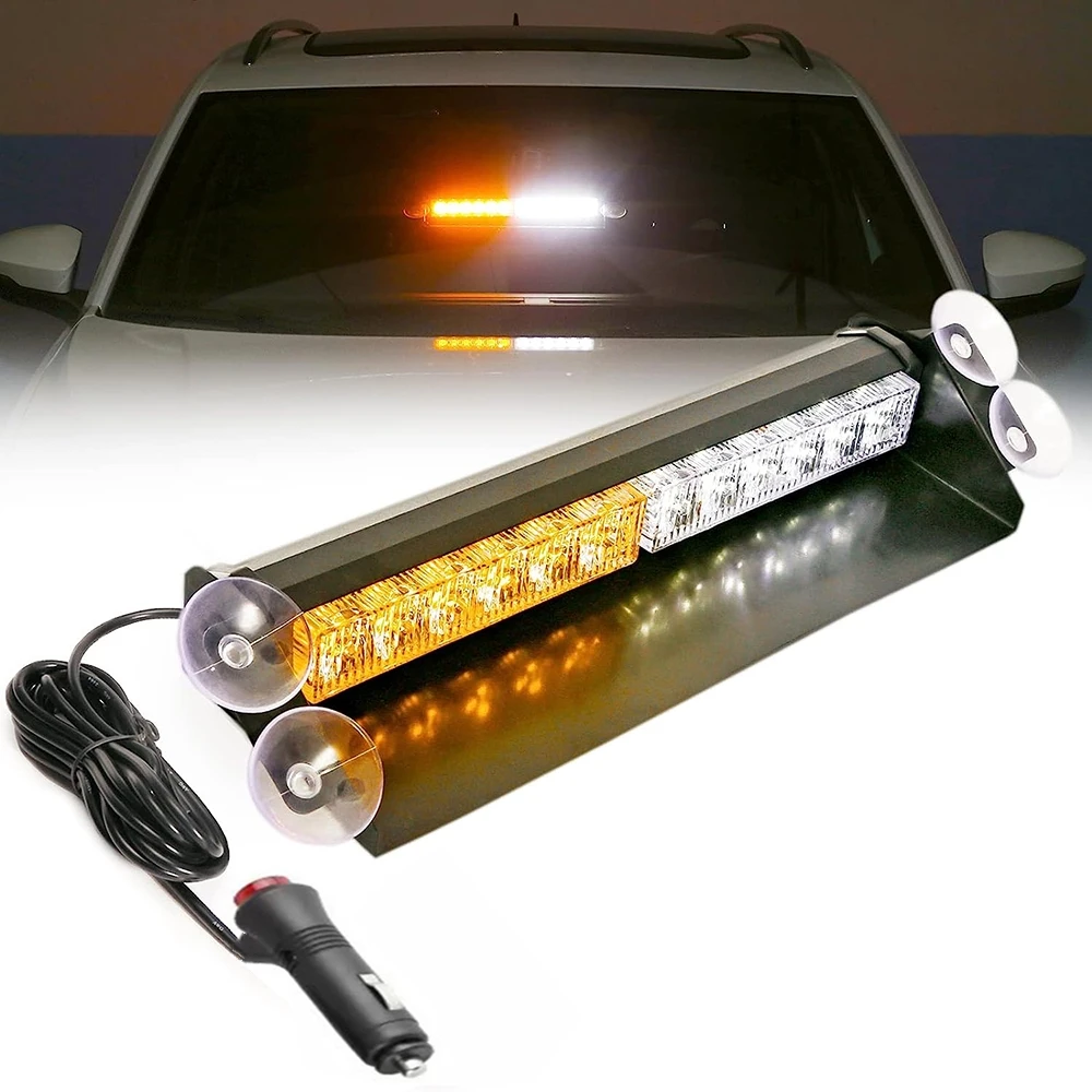 

12 LED Windshield Emergency Strobe Dash Light Bar Car Flashing Hazard Safety Warning Lights for Police Law Enforcement Vehicle