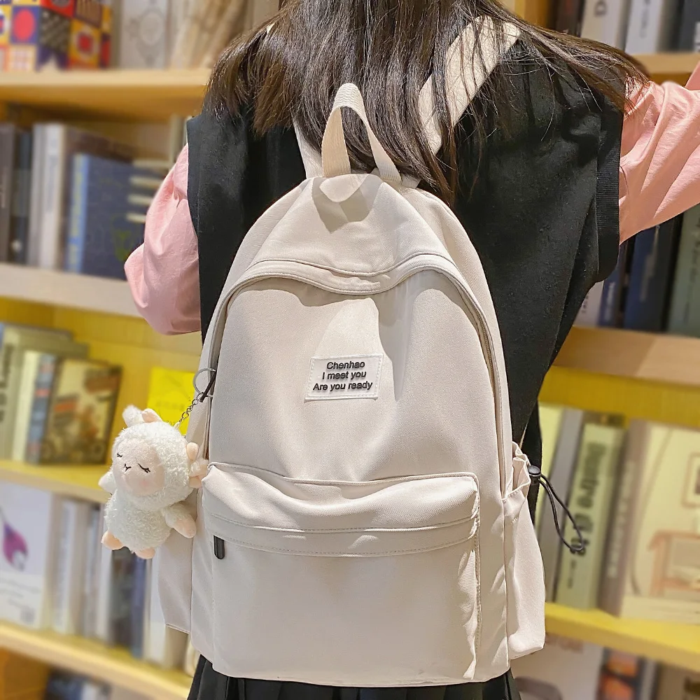 

Trendy Lady White Travel Bag Girl Cute Waterproof College Backpack Cool Women School Bags Fashion Laptop Female Kawaii Backpacks