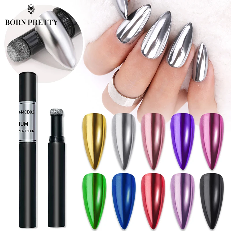 BORN красивое зеркало для ногтей Блестящий Порошок серебряный розовый блеск