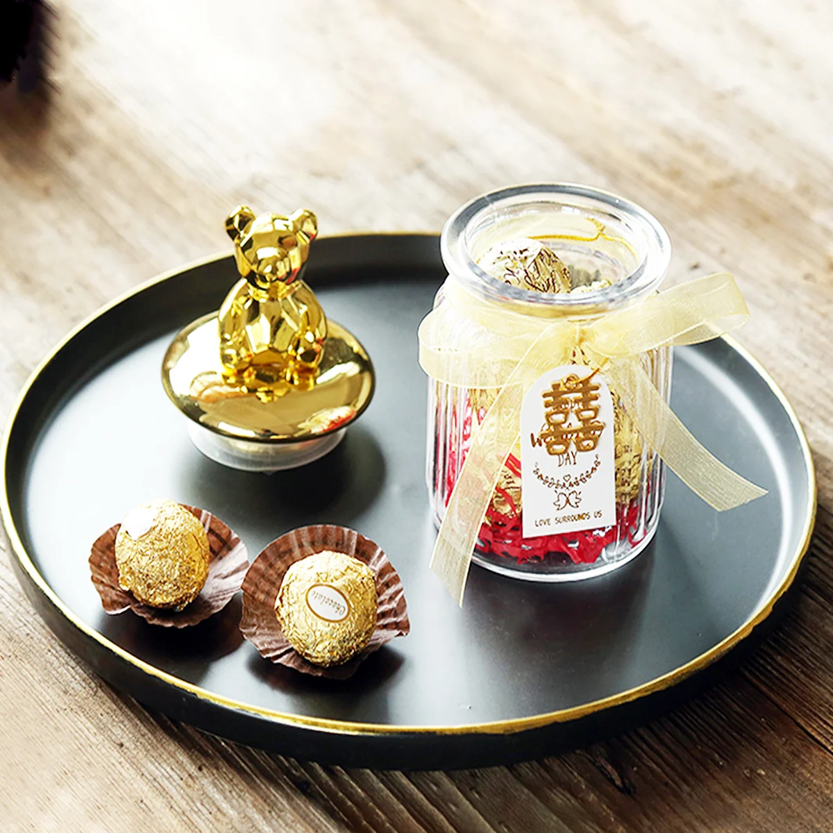 

Wedding Gift Box Ceramic Jar Storage Jars Lids Display Glass Overgild Bomboniere Shot Treat Containers Candy Cookie