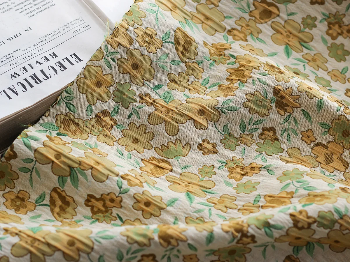 45 см x 145 морщинистая текстура маленькая жаккардовая ткань с цветочным принтом