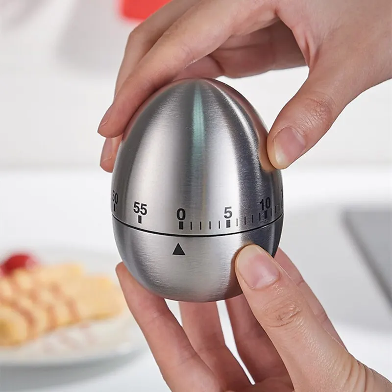 

2022 new Kitchen Supplies Stainless Steel Egg Clock Kitchen Timer Alarm Count Up Down Clock 60 Minute Countdown Cooking Time