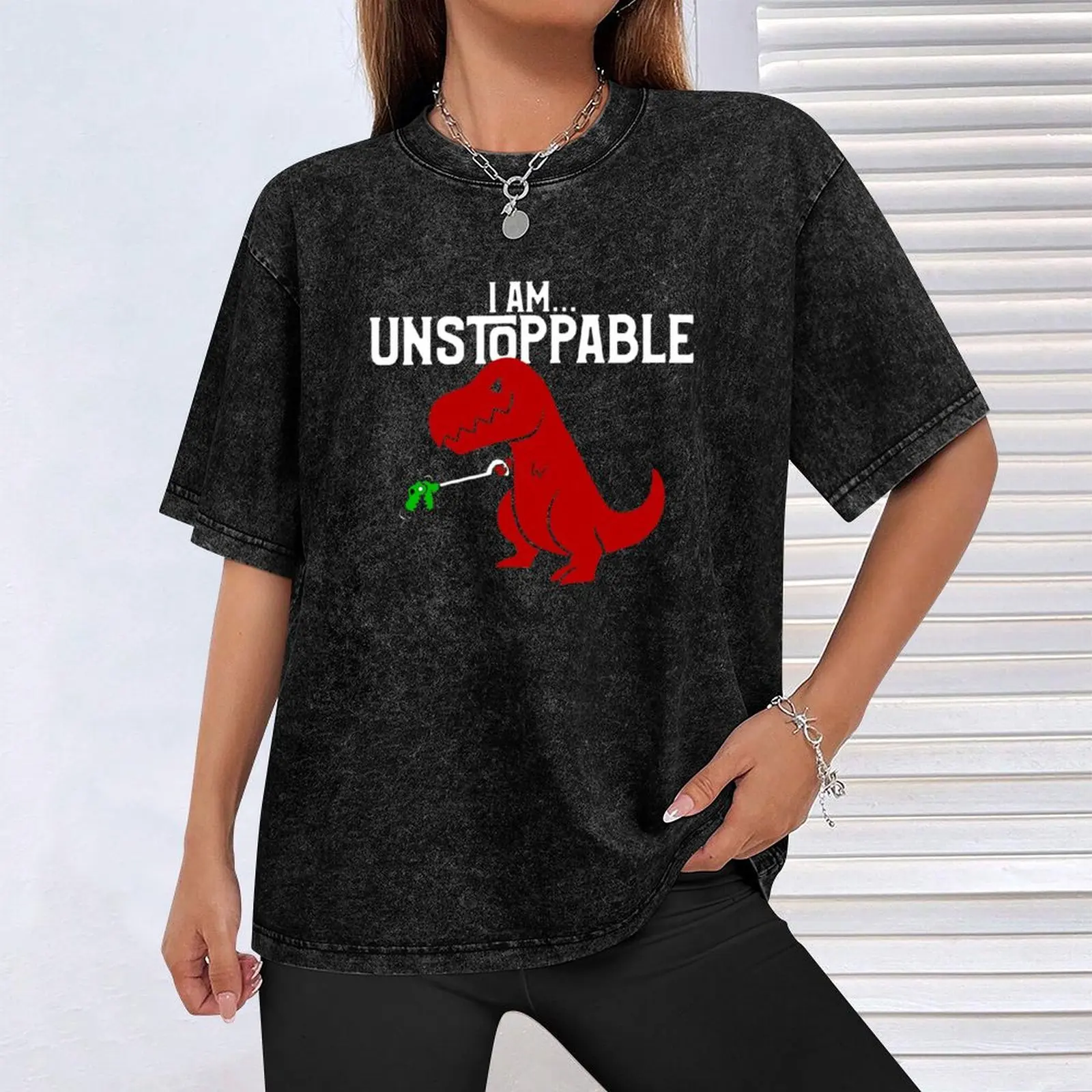 Милая и забавная футболка I Am Unstoppable T-Rex Dinosaur Pun винтажная одежда с синим замком