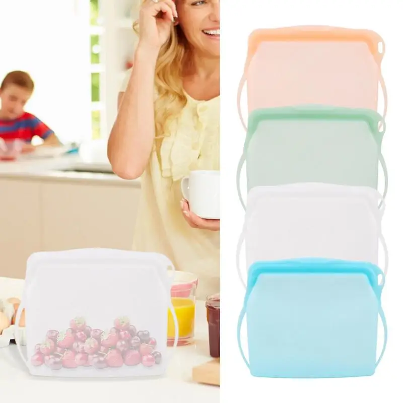 

Reusable Food Storage Bag 1000ml Silicone Stand Up Freezer Bags Leakproof Fruits Vegetables Preservation Bag Fresh Wrap Supplies