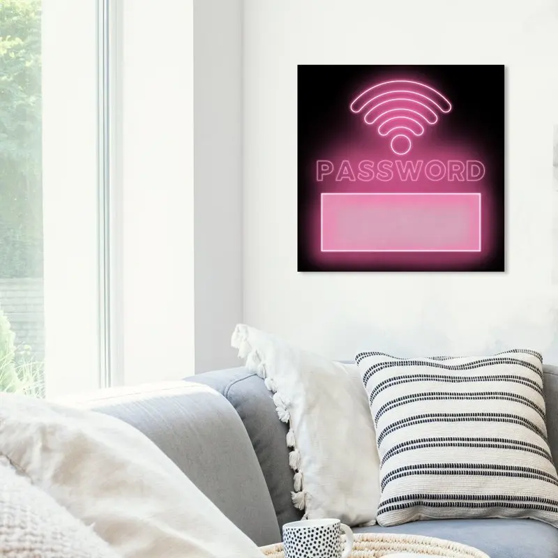 

Gorgeous Pink & Black `Wi-Fi Password` Neon Quotes Canvas Art Print Signs