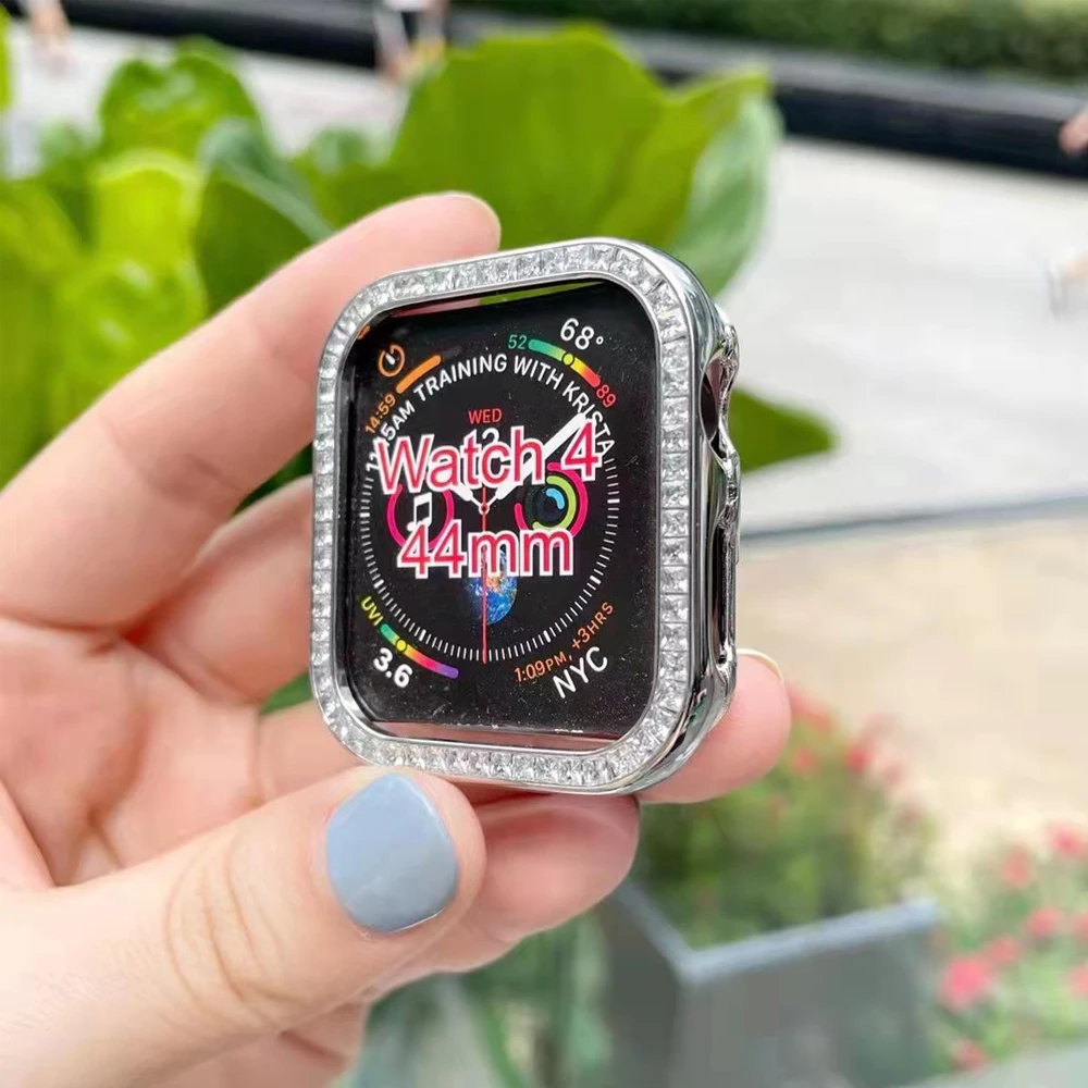 Diamond Case For Apple watch Case 41mm 45mm 44mm 40mm 42mm 38mm Bumper luxury Protector Cover For Apple Watch Serie 7 6 SE 5 4 3