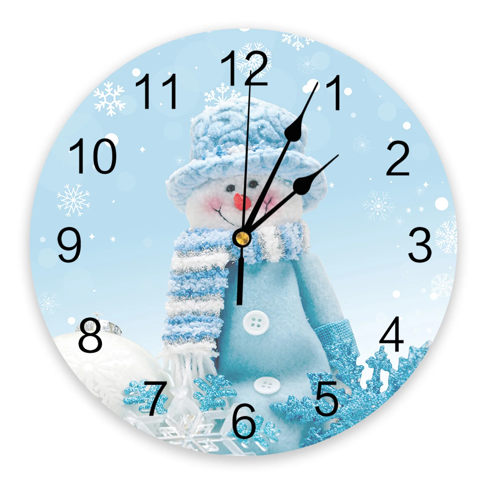 

Симпатичные синие и белые часы из ПВХ с изображением снеговика и снежинки, современные часы для спальни, гостиной, Простые Модные бесшумные ...