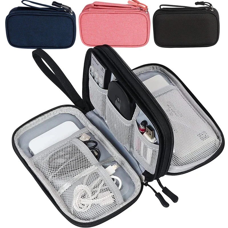 Portable Bag Organizer Pouch Carry Storage Case Waterproof Double Layers Wires Charger Usb Cables Gadget Bags Travel Accessories