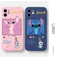 bandai stitch cute cartoon phone cases for iphone 13 12 11 pro max mini xr xs max 8 x 7 se 2022 couple soft silicone cover gift