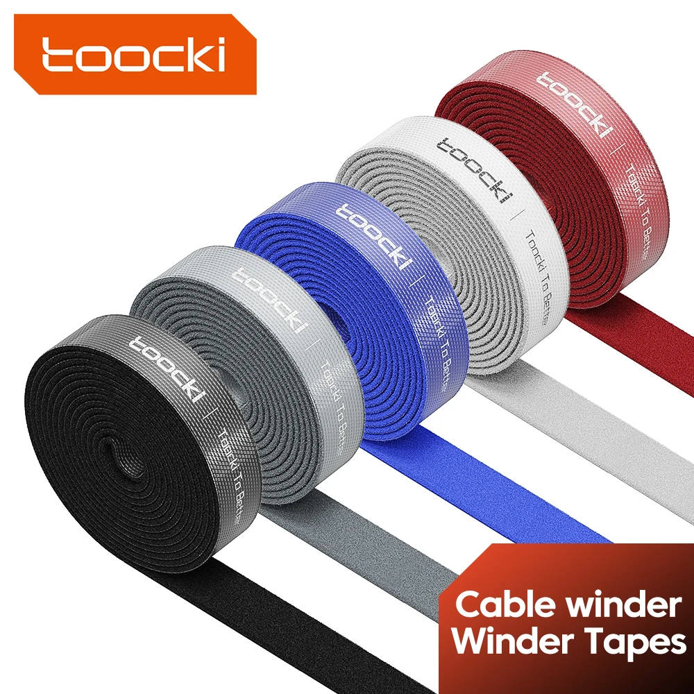 

ToocKi Cable Organizer USB Management Wire Winder Holder for Headphones PC Phone Charger Cord Protector Velcro Organiser Cables
