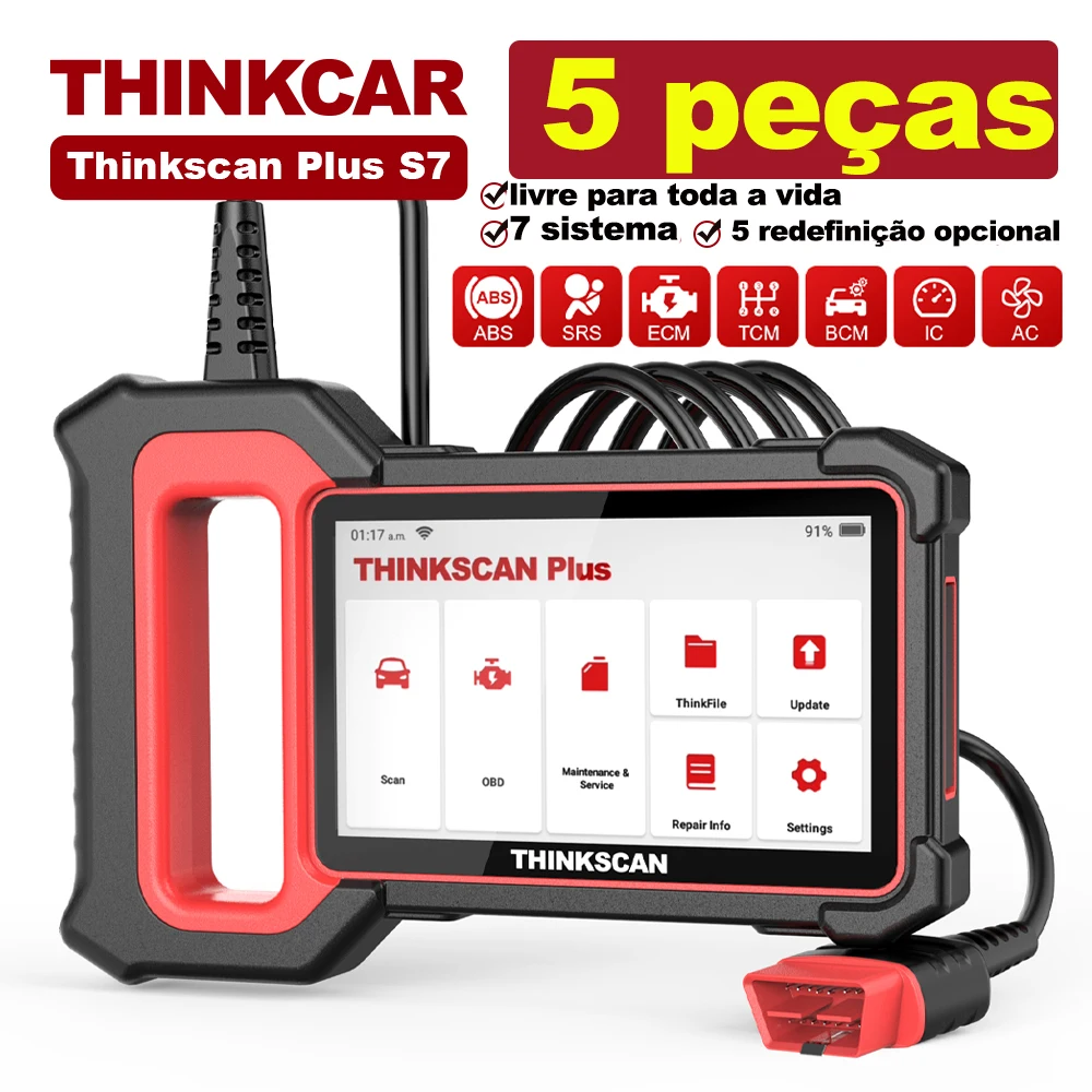 

5 шт. THINKCAR Thinkscan Plus S7 OBD2 диагностические инструменты передача/ABS/SRS диагностический считыватель кодов автомобильный сканер бесплатно