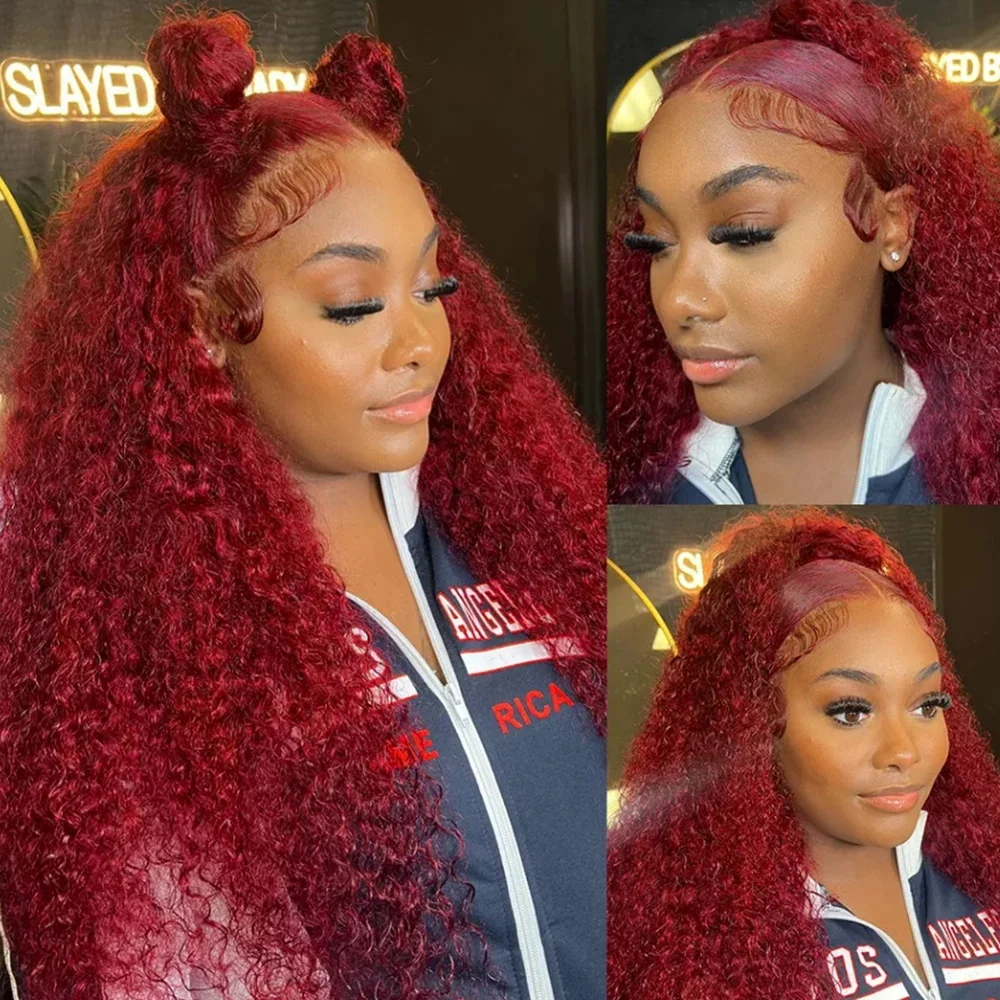 250 плотность глубокая волна 99J бордовый 13x4 человеческие волосы на шнуровке