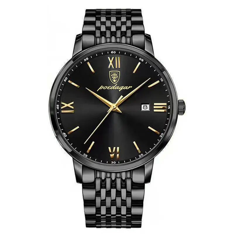 

POEDAGAR 2022 new business waterproof calendar student men watch quartz mens watch for men steel belt luminous Mans wristwatch