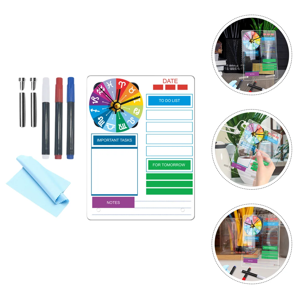 

Desk Board DIY Erase Dry Table Whiteboard for Acrylic Writing Message Memo Note Battery Wall Clock