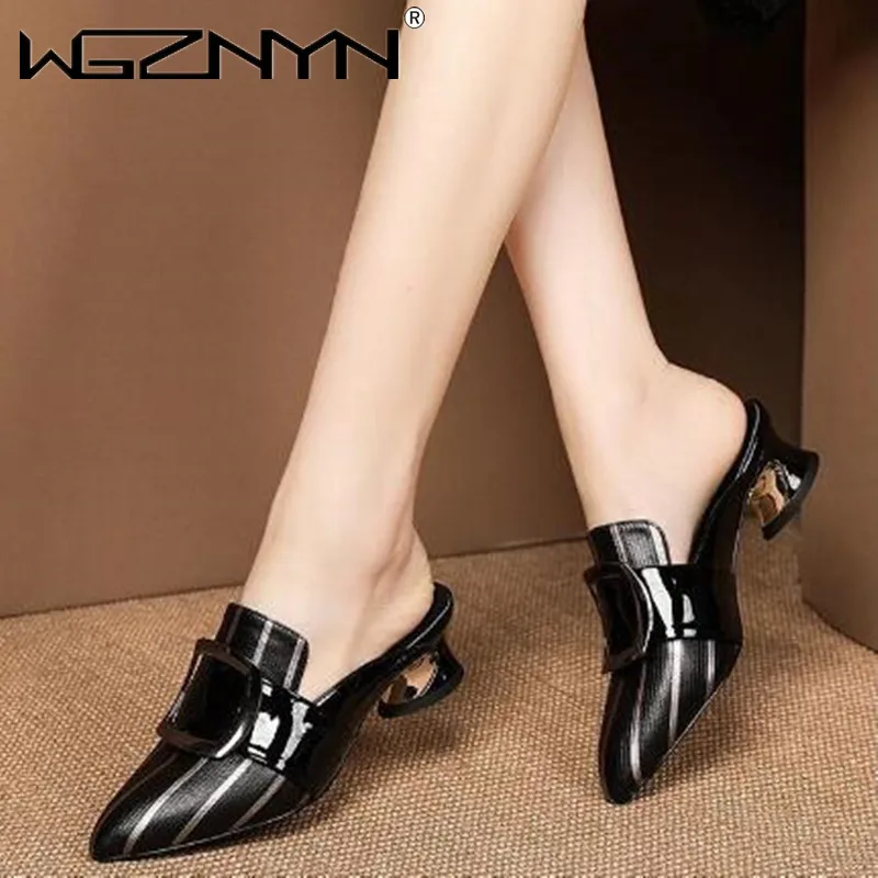 

Женские лоферы, летняя новая обувь из натуральной искусственной кожи в британском стиле, женские повседневные уличные тапочки Baotou, модная о...