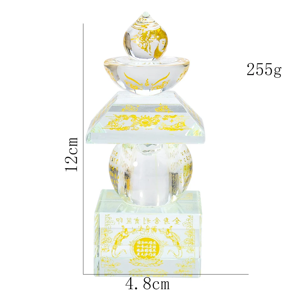 Хрустальное стекло лазерная резьба буддийские писания руна пятиэтажная ступа