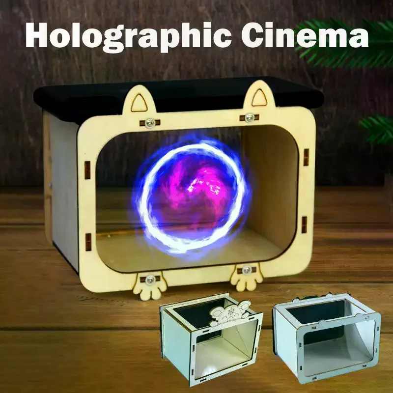 Фото Деревянный голографический 3D-проектор для телефона DIY: научно-образовательная игрушка-подставка для детей и малышей №3