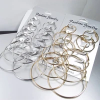6pairs punk big circle hoop earrings set for women girls steampunk ear clip style earring ear ring wedding party jewelry gift