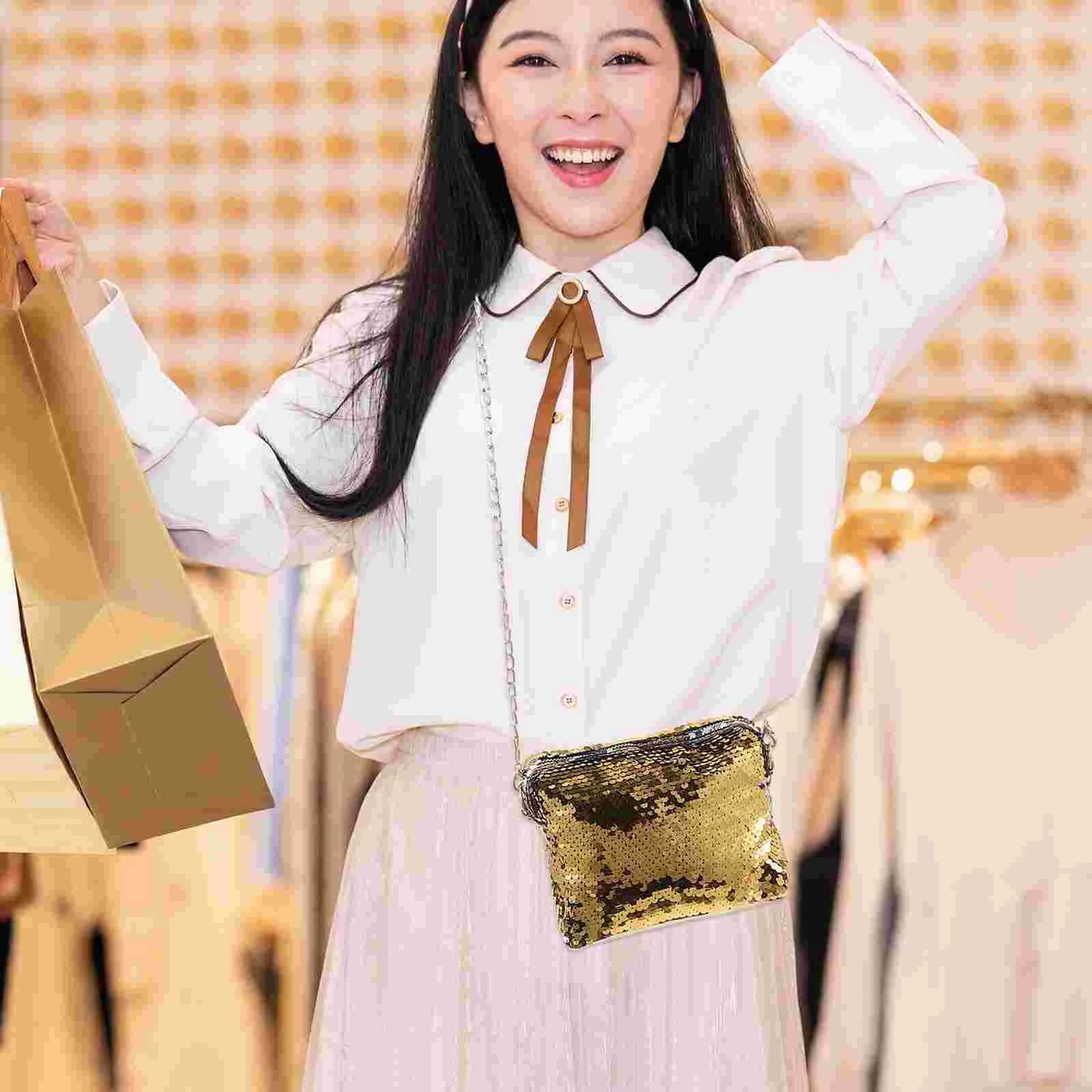 Сумка большой емкости с блестками женский кошелек через плечо удобная текстура