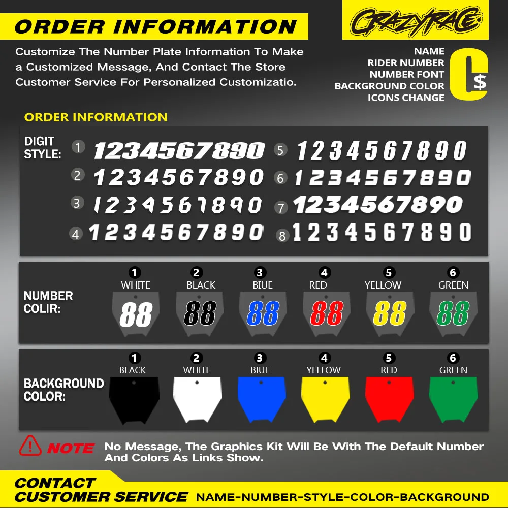 

CRAZYRACE Мотокросс Графические наклейки Наклейки Деко Настройка