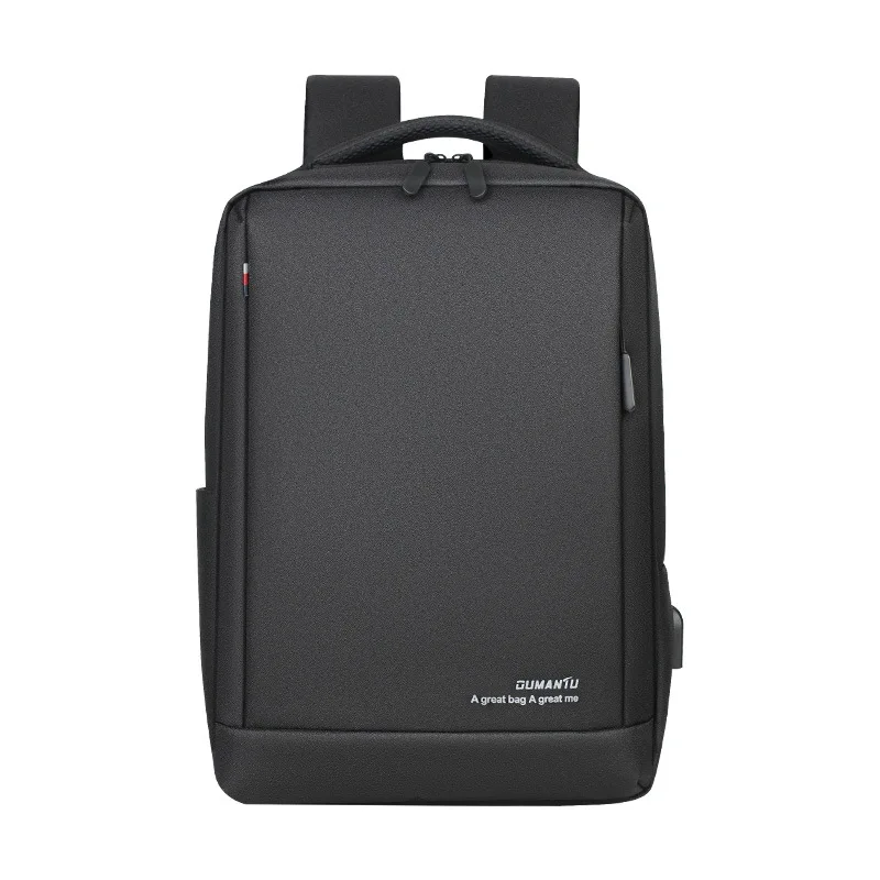 

Simple Business Style Laptop Backpack Solid Waterproof Bag with USB Charging Port