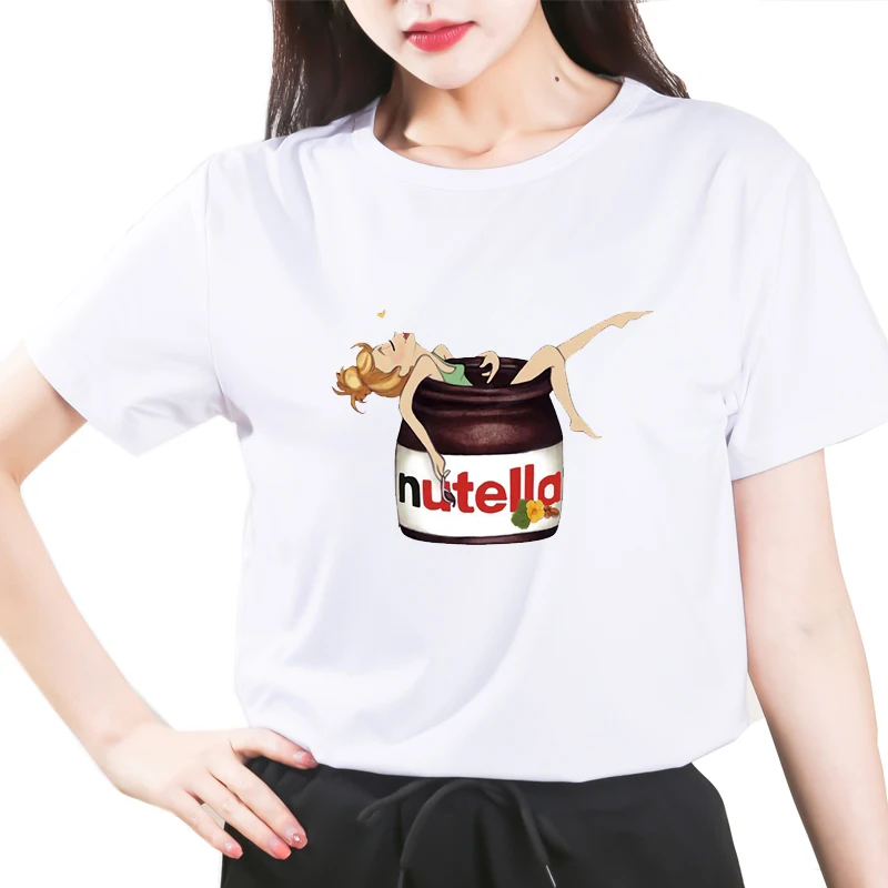 

Nutella Kawaii Print Women T Shirt Girl 90s Harajuku Ullzang Fashion T-shirt Korean Style Top Tees Female