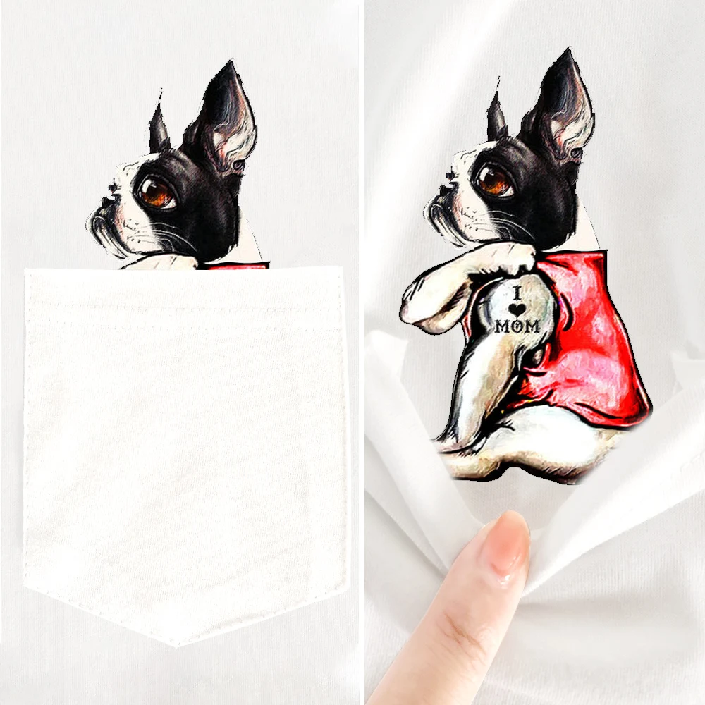 

CLOOCL Bulldog White 100% Cotton T-Shirt 3D Graphics Animals I Love Mon Printed Pullovers Funny Hip Hop Tops Harajuku Tshirts