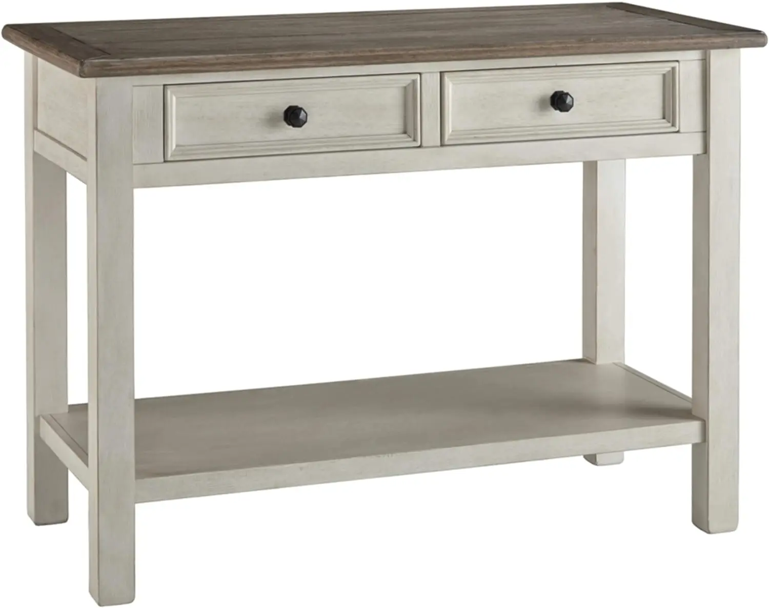 

Farmhouse Rectangular Two Tone Sofa Table, Antique Cream