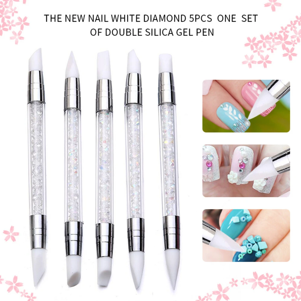 

1PC Dual-Ended 2 Ways Nail Art Silicone Sculpture Pen Carving DIY Painting Glitter Rhinestone Acrylic Manicure Dotting Tool