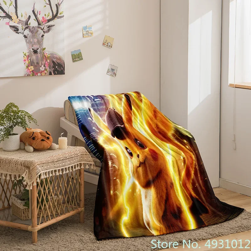 Фланелевое детское одеяло с Аниме Пикачу Покемон покрывало для кровати дивана