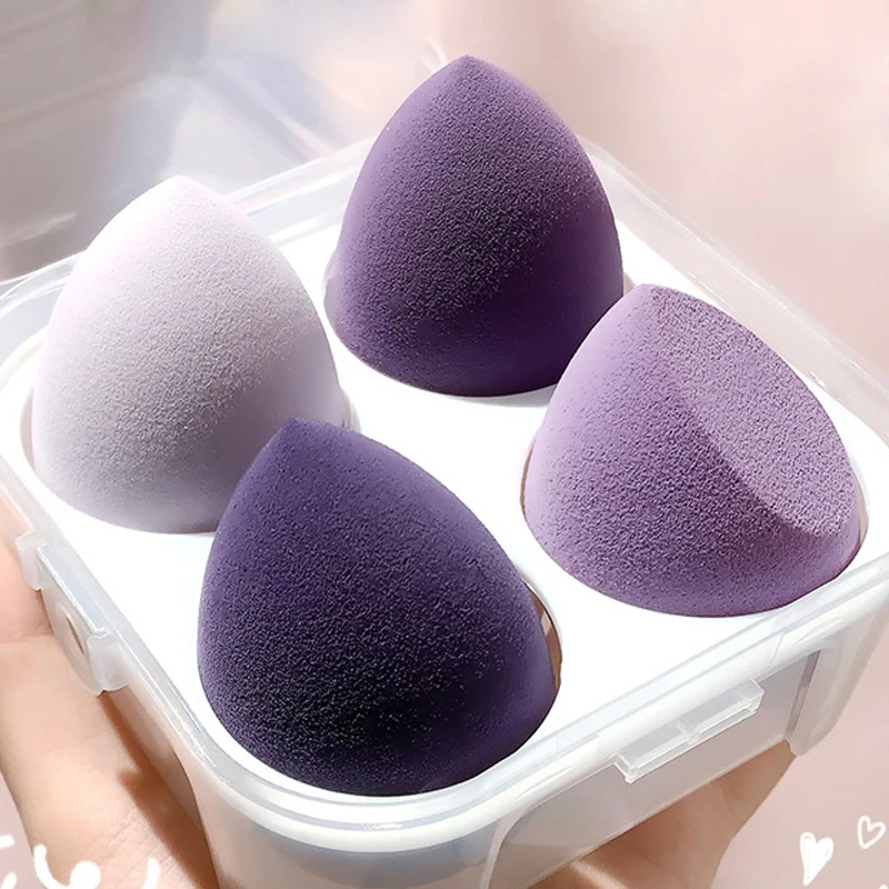 

4Pcs Dry&Wet Combined Makeup Powder Puff, Beauty Cosmetic Ball Foundation Powder Puff Bevel Cut Make Up Sponges Accesories Tools