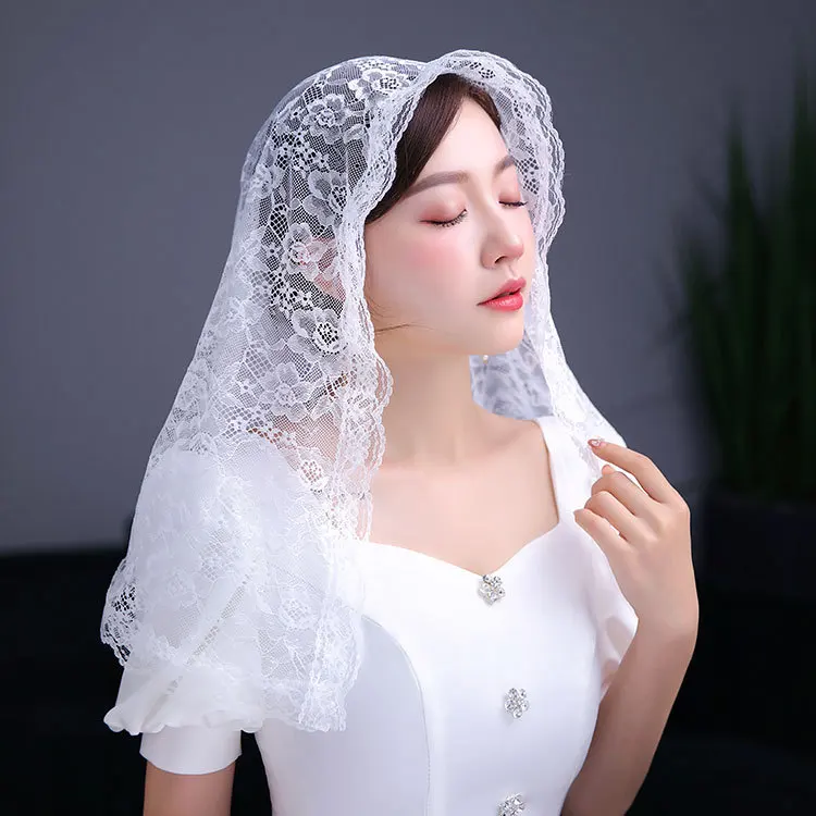 

Embroidered Lace Chapel Veil Infinity Mantilla Veils Catholic Church veil Latin Mass Head Covering Scarf