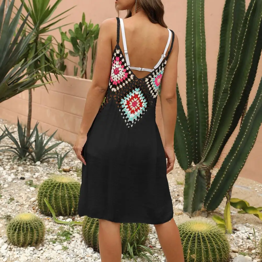 

Женское стильное вязаное платье в стиле пэчворк, Летняя Пляжная накидка для отпуска