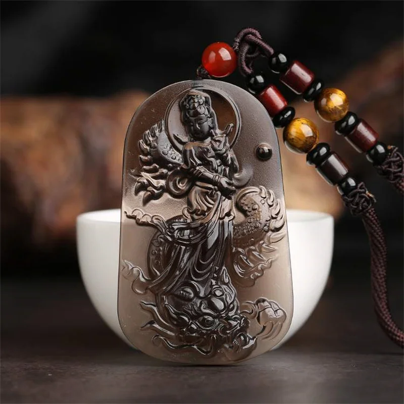 

Hot selling natural hand-carved jade Ice kind obsidian guanyin Necklace pendant fashion Accessories Men Women Luck Gifts amulet