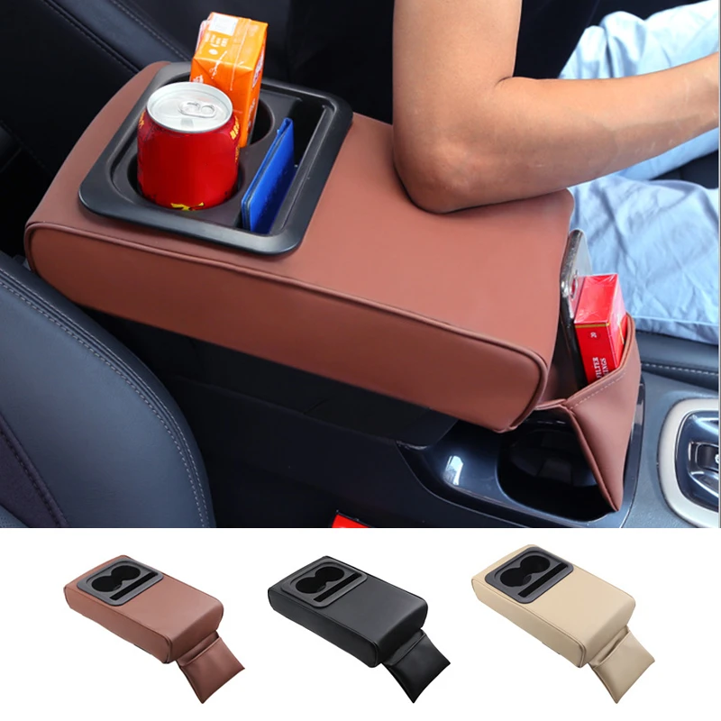 

1PCS Car Armrest Cushion Box With Cup Holder Rear Seat Increased Elbow Support Car Armrest Holder Vehicle Arm Cushion Storager