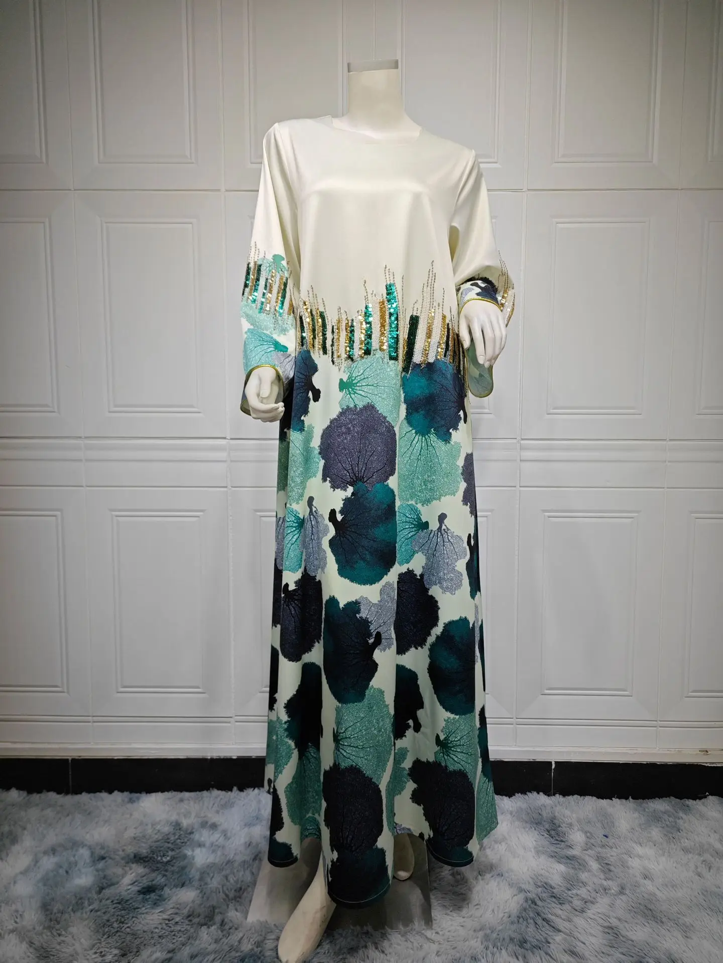 AB367 Арабский Дубай Мусульманский халат Женский фестиваль Gulbang Бисероплетение